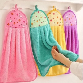 Hand Towel Coral Velvet Bathroom Supplies Soft Absorbent Cloth Dishcloths Hanging Cloth Kitchen Accessories